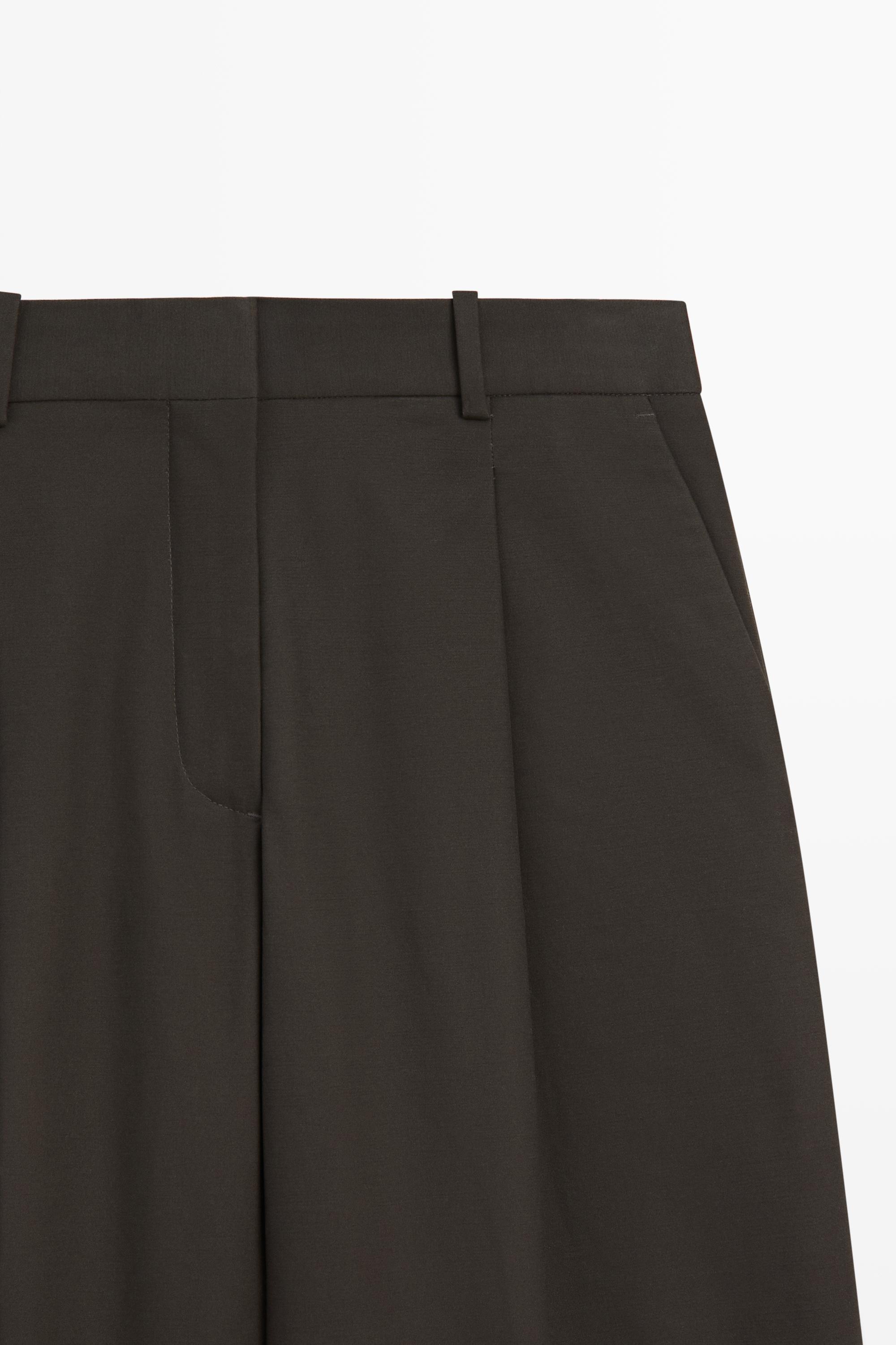 Pantalon plissé en coton mélangé
